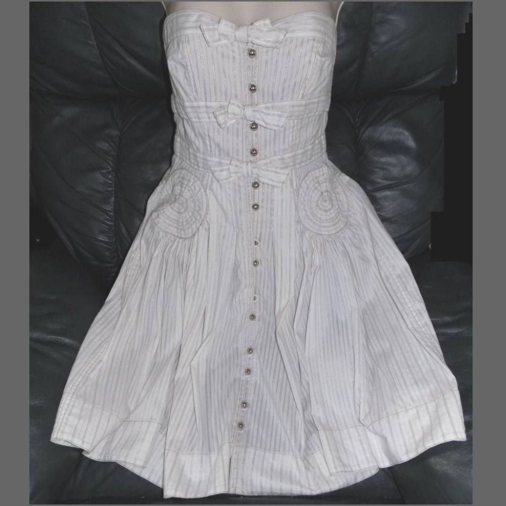 Byron Lars Strapless Dress in Cream and Gray - Picture 6 of 7